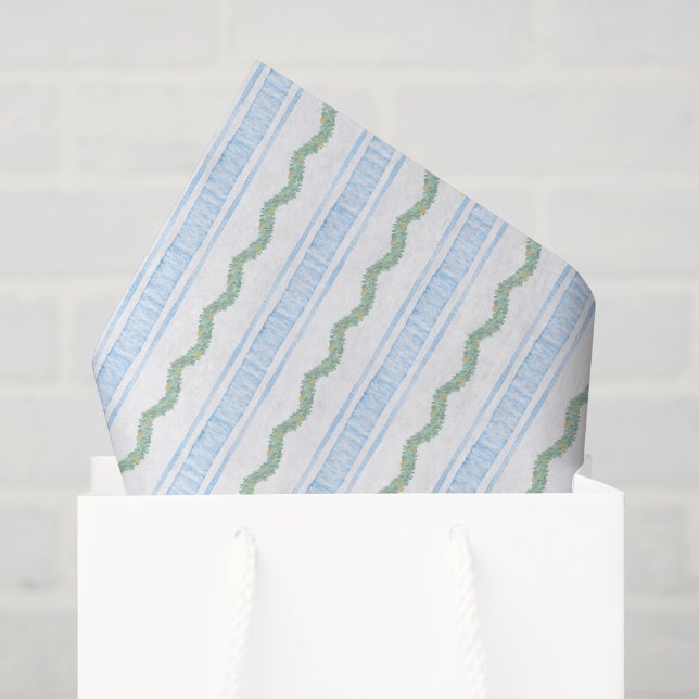 Papier Mousseline Aquarelle bleu Bow Fruit Garland Noël (Sac cadeau)