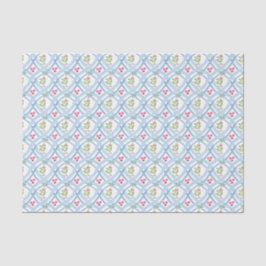 Papier Mousseline Aquarelle Bleu et rose Ruban & Holly