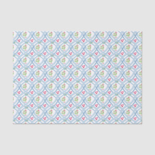 Papier Mousseline Aquarelle Bleu et rose Ruban & Holly