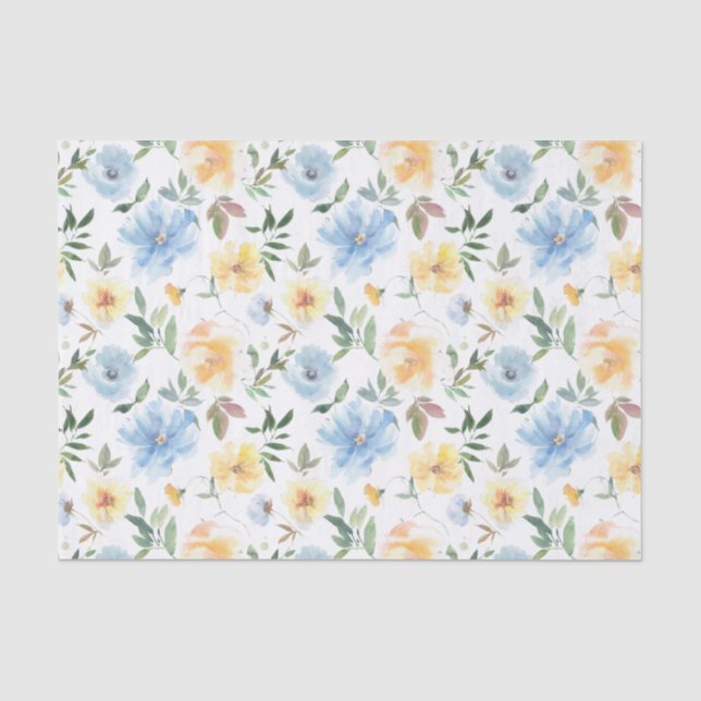 Papier Mousseline Aquarelle bleu-jaune (Recto)