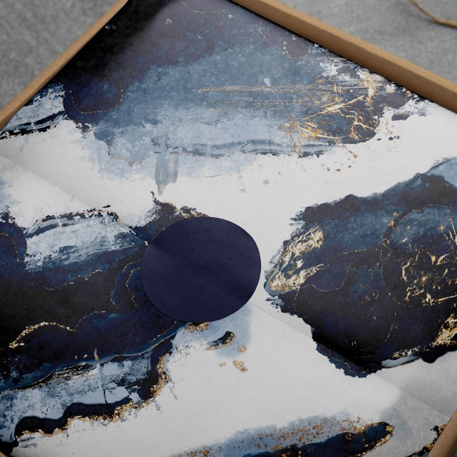 Papier Mousseline Aquarelle bleu marine Alcool encre et étincelle d' (Navy Blue Watercolour Alcohol ink & Gold Sparkle Tissue Paper)