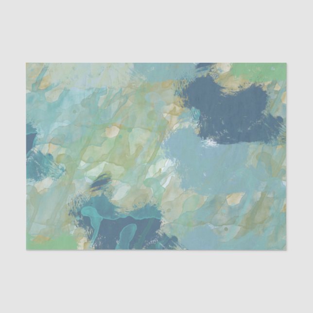 Papier Mousseline Aquarelle bleu mer (Recto)