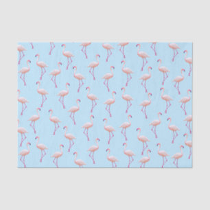 Papier Mousseline Aquarelle bleue Motif Flamingo été