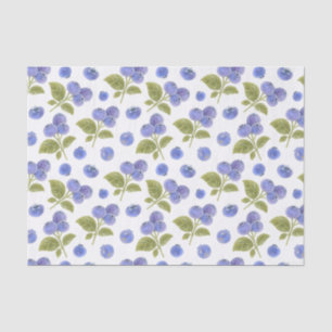 Papier Mousseline Aquarelle Blueberry Fruit et Blueberry Feuilles