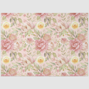 Papier Mousseline Aquarelle Blush Floral Gold Parties scintillant De