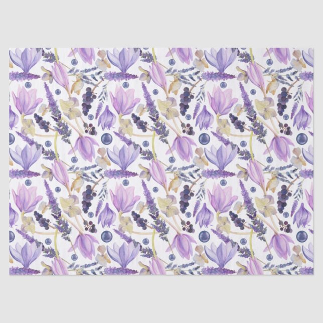 Papier Mousseline Aquarelle Botanique Lavande Fleur sauvage Boho (Recto)