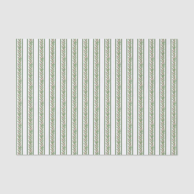 Papier Mousseline Aquarelle Bourgogne et Noël vert Holly (Recto)