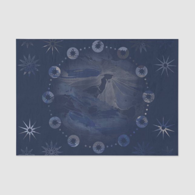 Papier Mousseline Aquarelle céleste bleu foncé Ciel (Recto)