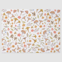 Papier Mousseline Aquarelle Champignons et fleurs