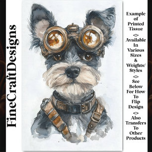 Papier Mousseline Aquarelle Chien Schnauzer Steampunk CC8 Découpage