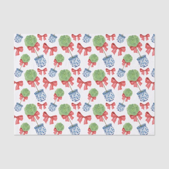 Papier Mousseline Aquarelle Chinoiserie Bow rouge Topio (Recto)