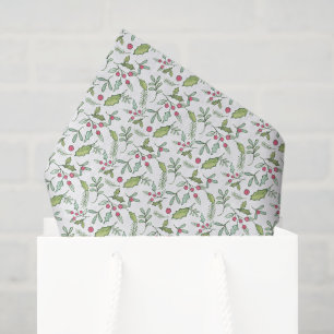 Papier Mousseline Aquarelle Chinoiserie Christmas Mistletoe