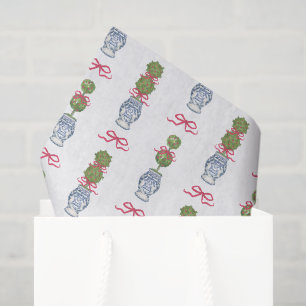 Papier Mousseline Aquarelle Chinoiserie Noël Bow rouge Topio