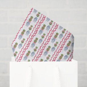 Papier Mousseline Aquarelle Chinoiserie Noël Bow rouge Topio