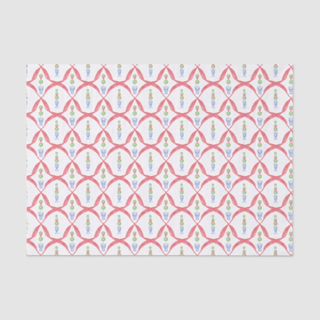 Papier Mousseline Aquarelle Chinoiserie Noël Bow rouge Topio (Recto)