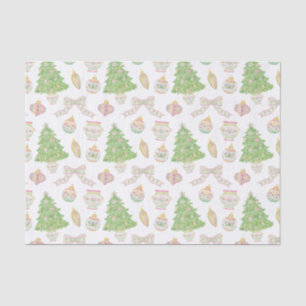 Papier Mousseline Aquarelle Chinoiserie rose Baubles Arbre de Noël