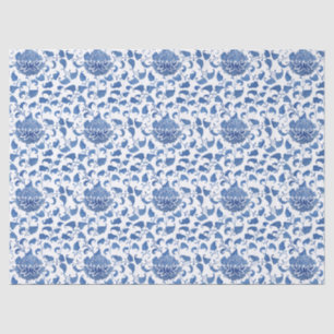 Papier Mousseline Aquarelle Chinoiserie Vintage Bleu Et Blanc