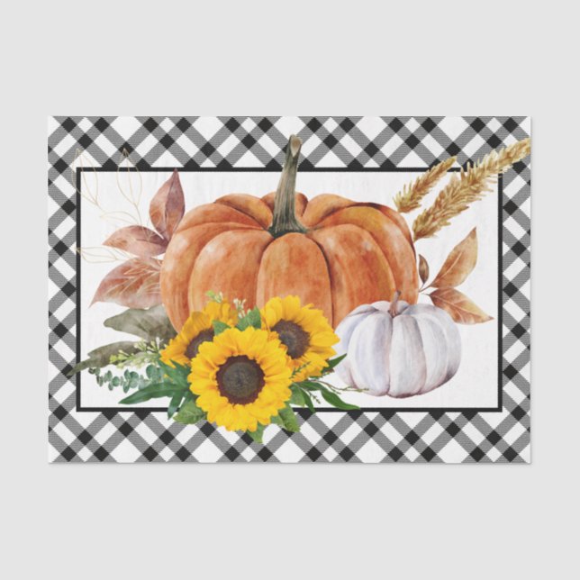Papier Mousseline Aquarelle Citrouille d'automne Fleurs de soleil Th (Recto)