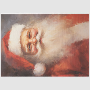 Papier Mousseline Aquarelle classique Père Noël souriant casquette r