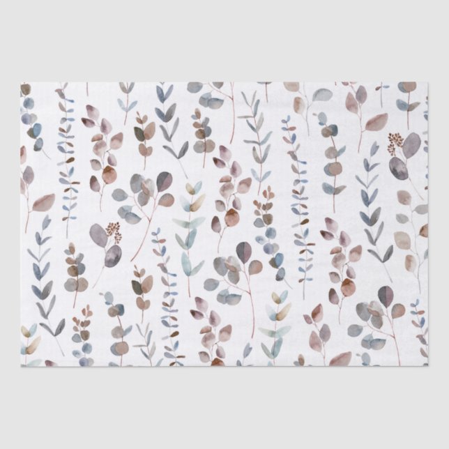 Papier Mousseline Aquarelle colorée d'Eucalyptus   (Recto)