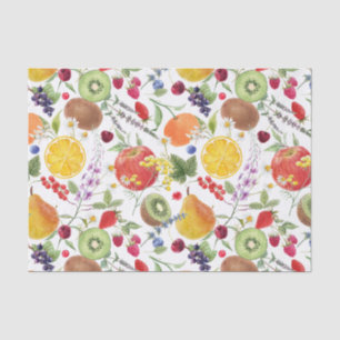 Papier Mousseline Aquarelle colorée Motif de fruits et d'herbes