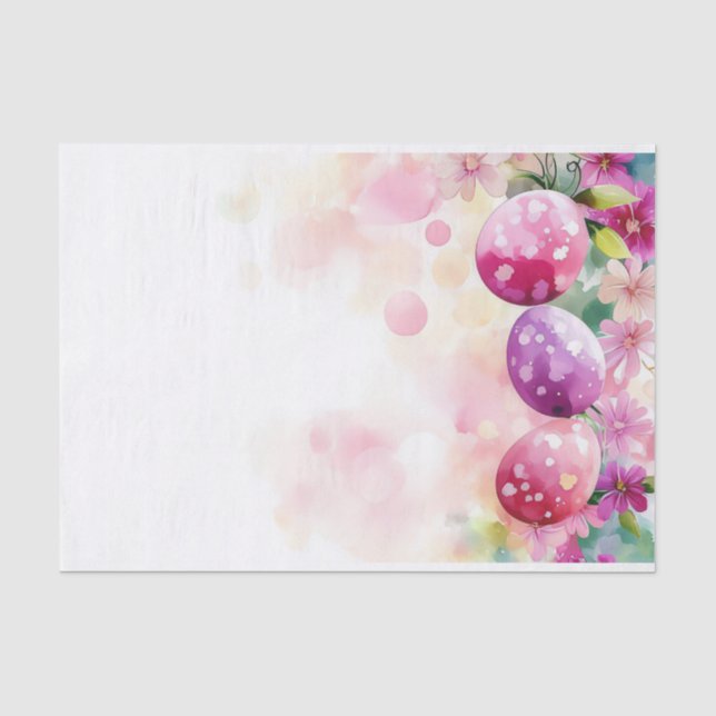 Papier Mousseline Aquarelle colorée OEufs de Pâques (Recto)