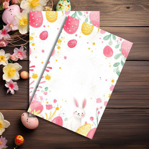 Papier Mousseline Aquarelle colorée Oeufs de Pâques et Fleurs