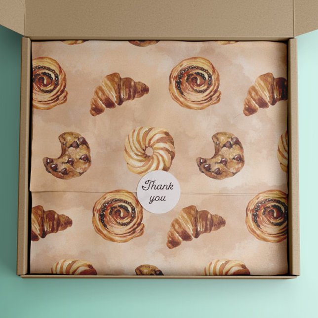 Papier Mousseline Aquarelle confiserie Brunch (watercolor patisserie confectionery wrapping tissue paper)