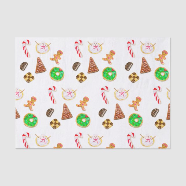 Papier Mousseline Aquarelle Cookies de Noël (Recto)