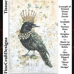 Papier Mousseline Aquarelle Corbeau, Couronne & Collier DK8R Découpa