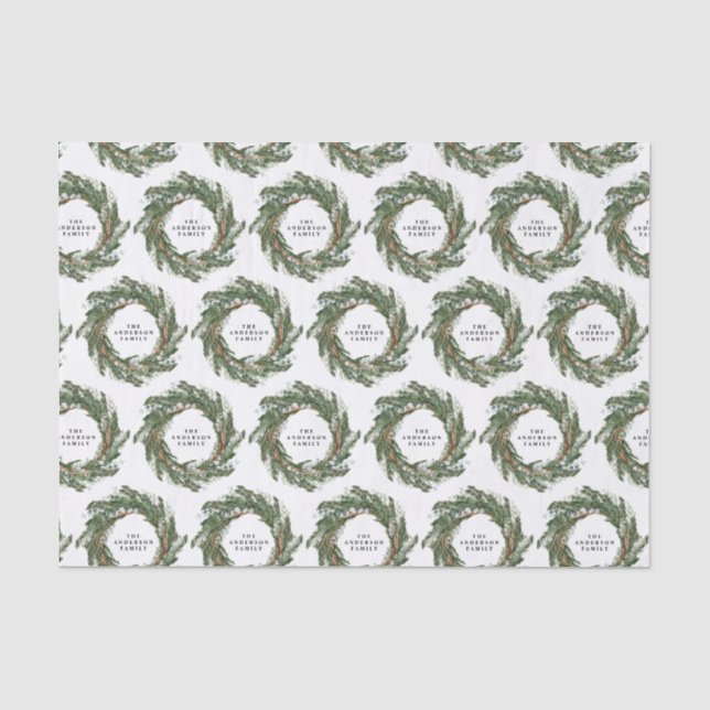 Papier Mousseline Aquarelle couronne d'hiver élégant personnalisé (Recto)
