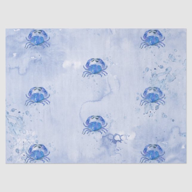 Papier Mousseline Aquarelle Crabe Bleu (Recto)