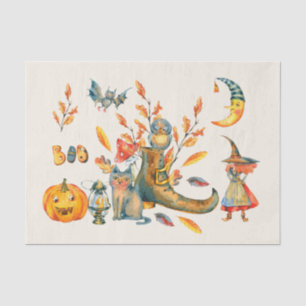 Papier Mousseline Aquarelle Cute Boo Happy Halloween Rassemblement