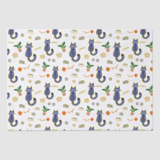 Papier Mousseline Aquarelle Cute Chats Motif (Recto)