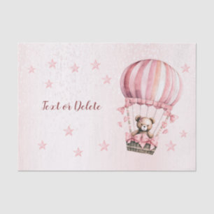 Papier Mousseline Aquarelle Cute Rose Teddy Bear Hot Air Balloon