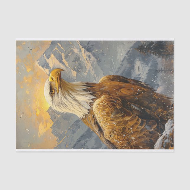 Papier Mousseline Aquarelle d'aigle à tête blanche Monts Découpage (Recto)