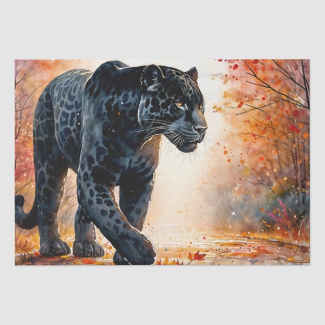Papier Mousseline Aquarelle d'automne Jaguar (Recto)