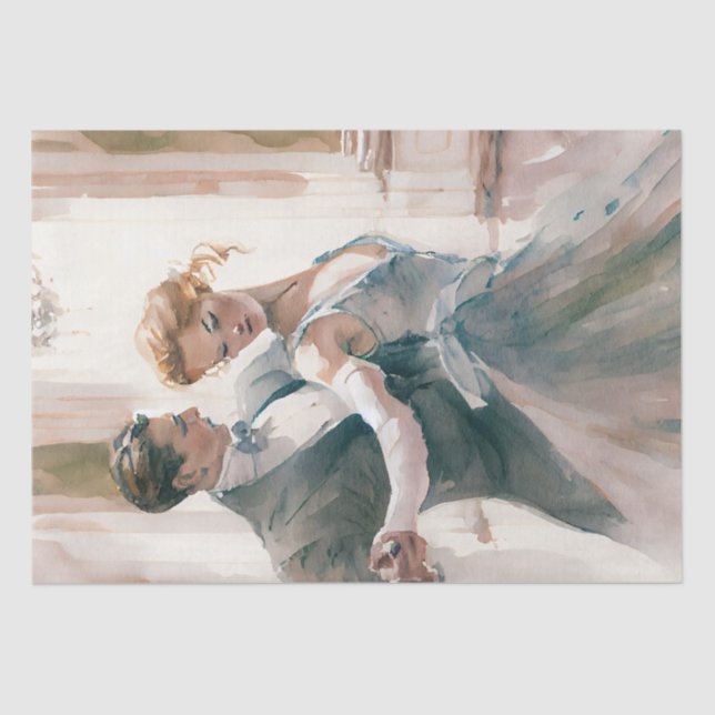 Papier Mousseline Aquarelle de bal Couple Dancing (Recto)