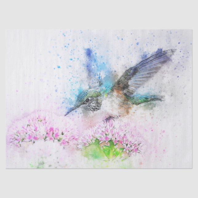 Papier Mousseline Aquarelle de colibri (Recto)