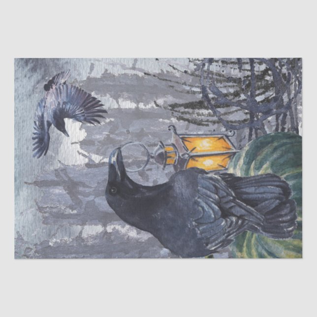 Papier Mousseline Aquarelle de corbeau noir (Recto)