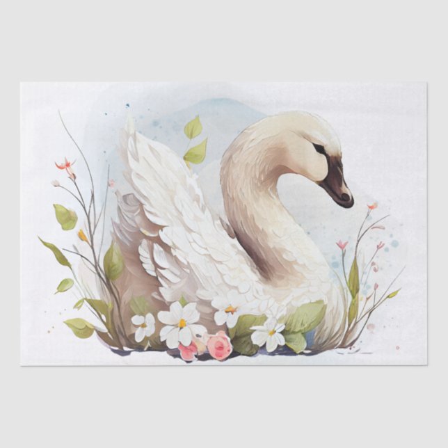 Papier Mousseline Aquarelle de cygne (Recto)