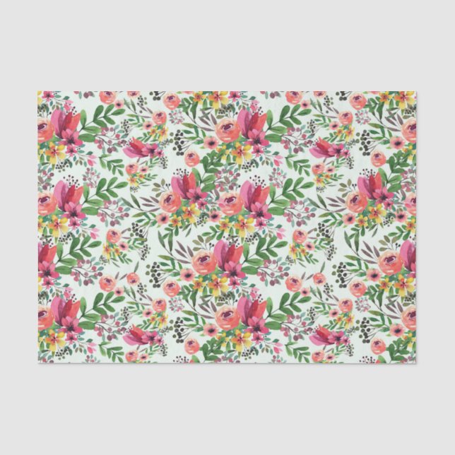 Papier Mousseline Aquarelle de découpage Fleurs florales (Recto)
