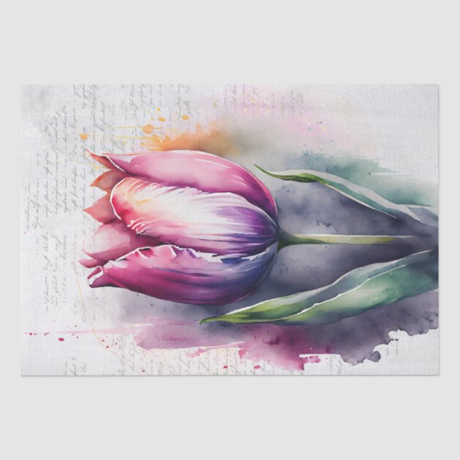Papier Mousseline Aquarelle de découpage florale Tulip (Recto)