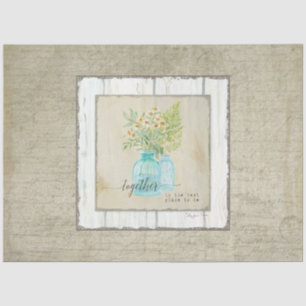 Papier Mousseline Aquarelle de ferme Floral Rustique bois Découpage