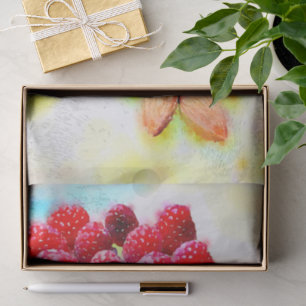 Papier Mousseline Aquarelle de framboises et d'amandes