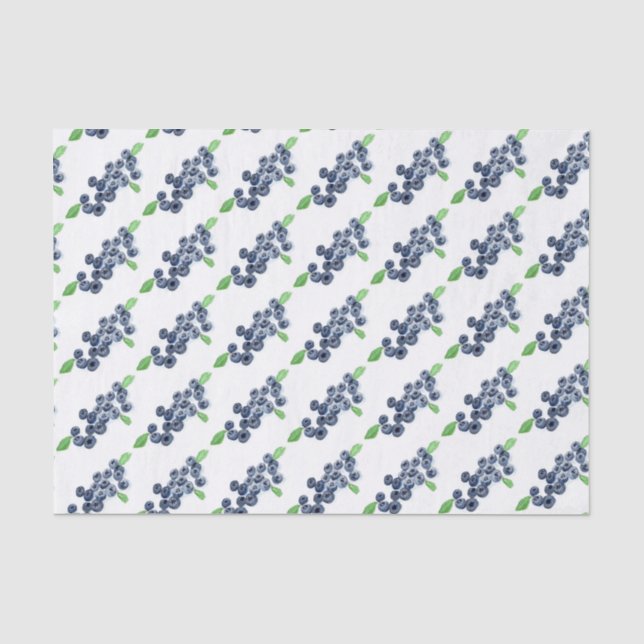 Papier Mousseline Aquarelle de fruits Blueberries Motif alimentaire  (Recto)