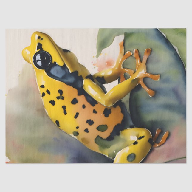 Papier Mousseline Aquarelle de grenouille jaune poison (Recto)