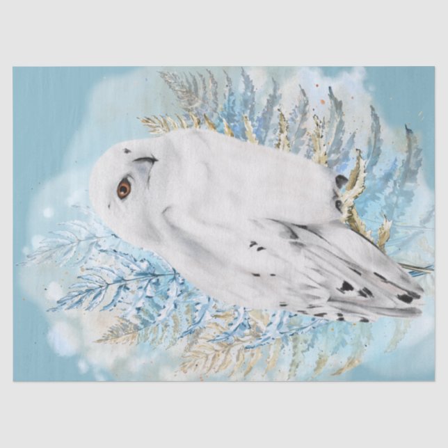 Papier Mousseline Aquarelle de la Chouette des neiges (Recto)