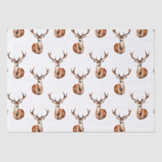 Papier Mousseline Aquarelle de la faune du cerf rustique