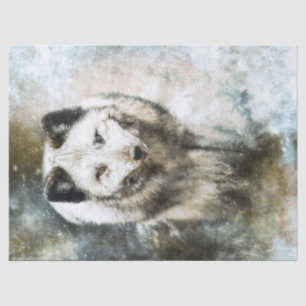 Papier Mousseline Aquarelle de la faune du renard arctique